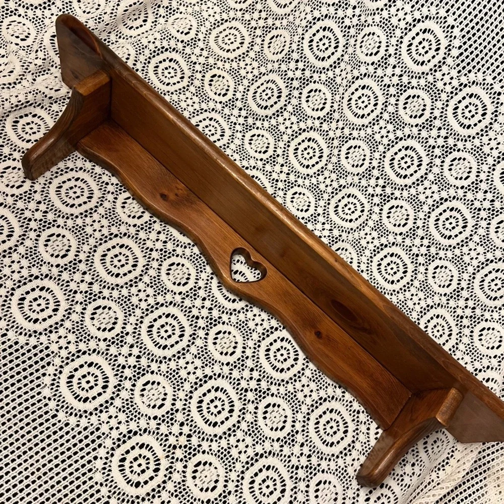 Vintage Large Wooden Wall Shelf Heart Cutout | Cottage 90s
